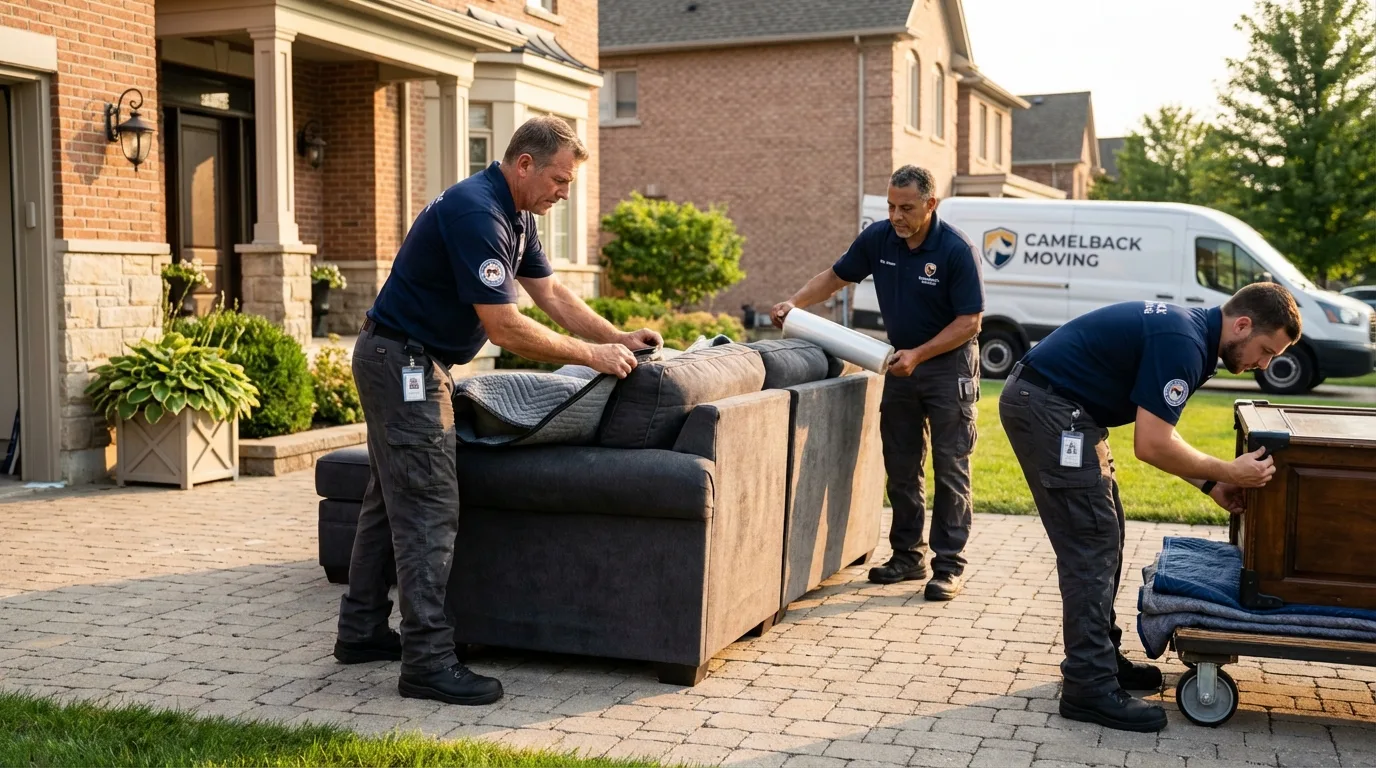Large estate moving crew wrapping furniture in Sullivan, IN